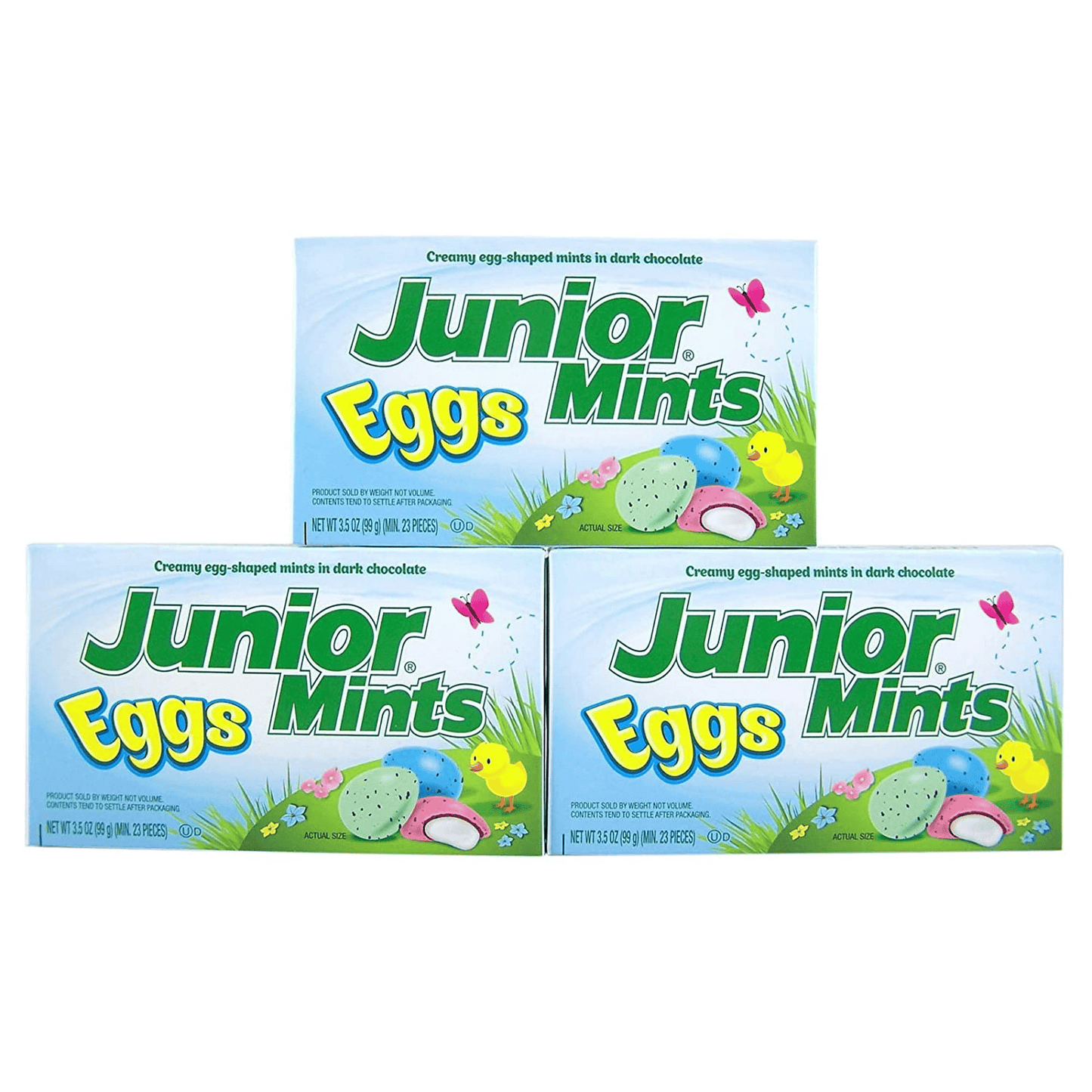 Junior Mints Eggs – 3.5 oz Movie Theater Box – Festive Easter Pastel Mint Chocolate Candy (1, 3, 6 Pack)
