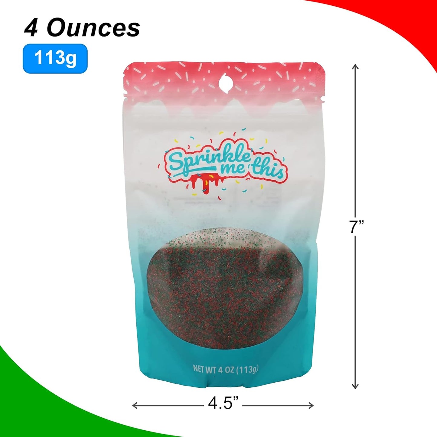 Sprinkle Me This – Christmas Edible Sprinkles Variety Collection – 4 oz – Dessert Toppings for Cookies, Cupcakes & Cakes