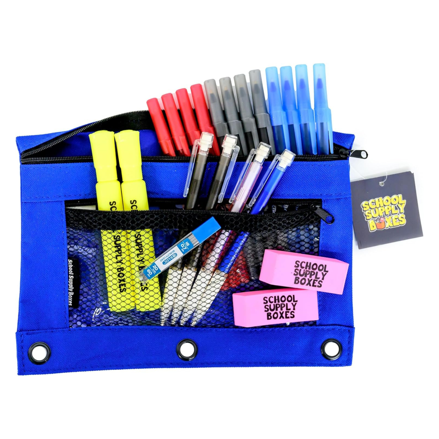 School Supply Boxes | Pre-Filled Pencil Bag Kits | School Supply Pouches for Elementary, Secondary, Math, High School & College