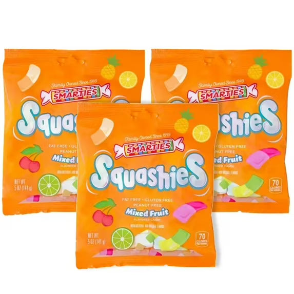 Smarties Squashies – Soft & Chewy Foam Gummies – Available in Multiple Flavors – 1 Pack or 12 Pack Case