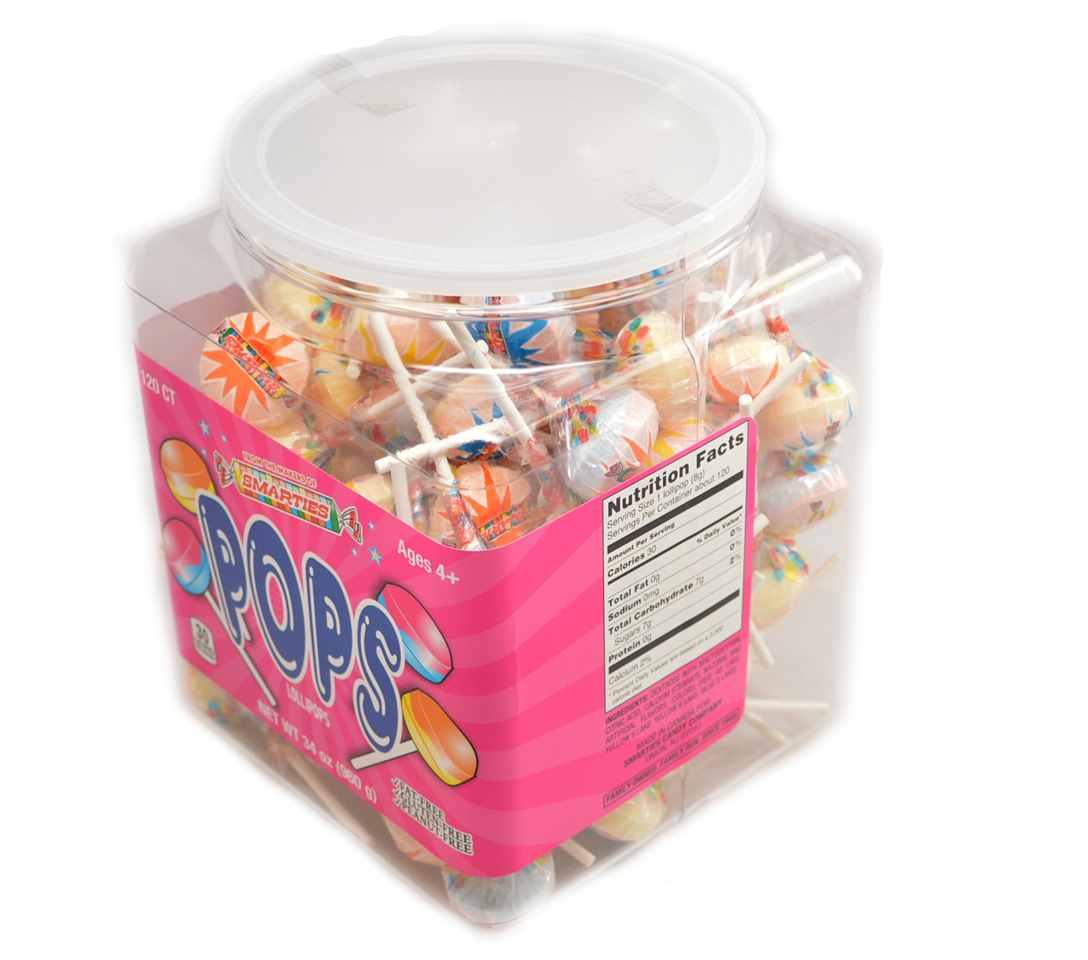 Smarties Pops Lollipops – 120 Count Bulk Pack (Approx. 4.15 Pounds) – Fruity Flavored Individually Wrapped Lollipops