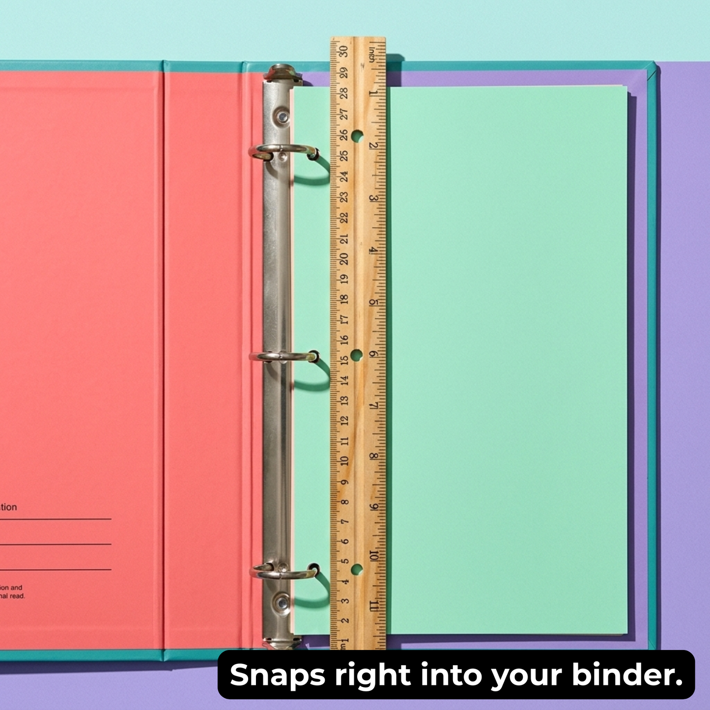 School Supply Boxes | 12" Wooden Ruler with 3-Ring Binder Holes | Available in 10 Pack, 20 Pack, 50 Pack, & 250 Pack | Durable Classroom and Office Supplies