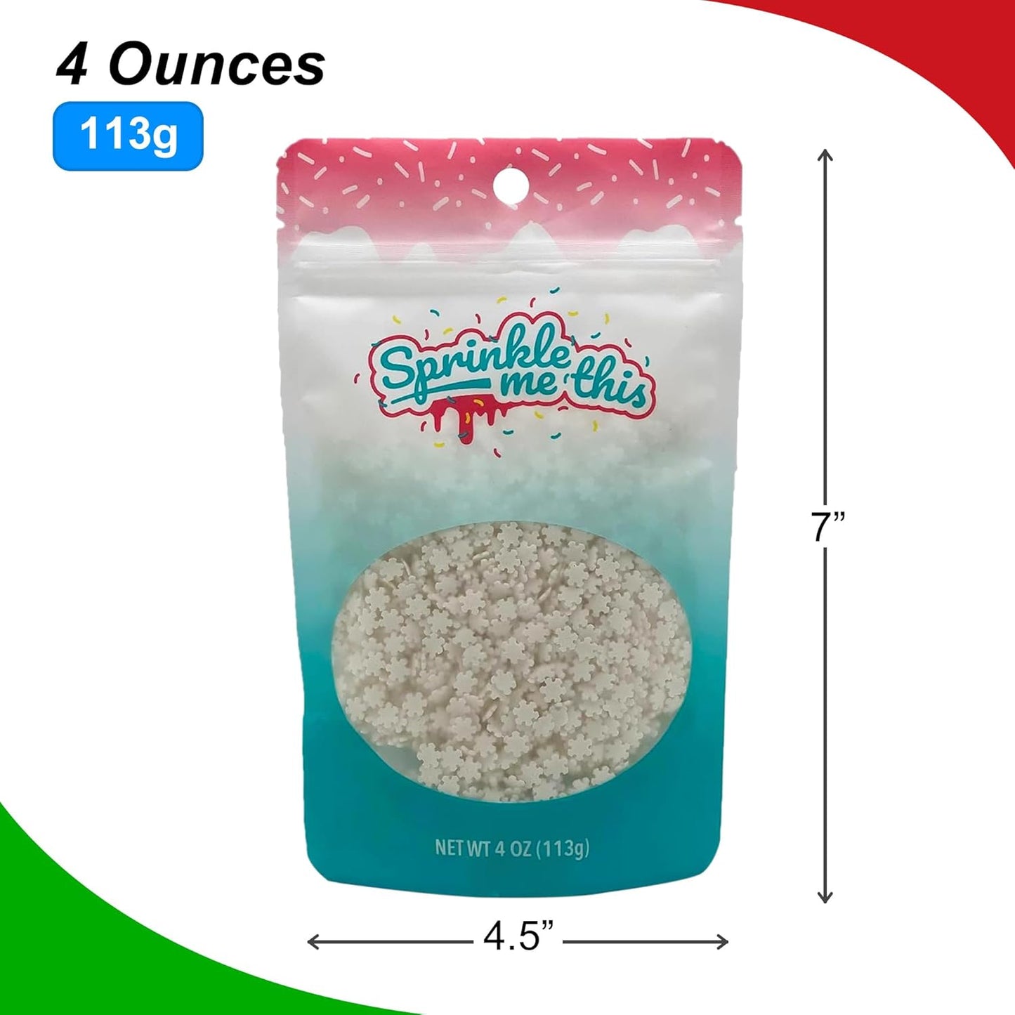 Sprinkle Me This – Christmas Edible Sprinkles Variety Collection – 4 oz – Dessert Toppings for Cookies, Cupcakes & Cakes