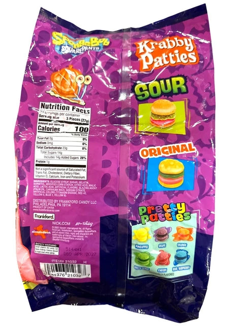 SpongeBob SquarePants Krabby Patties Candy Mix – Sour, Original, & Pretty Patties – 19.05 oz Bag (Approx. 60 Pieces)