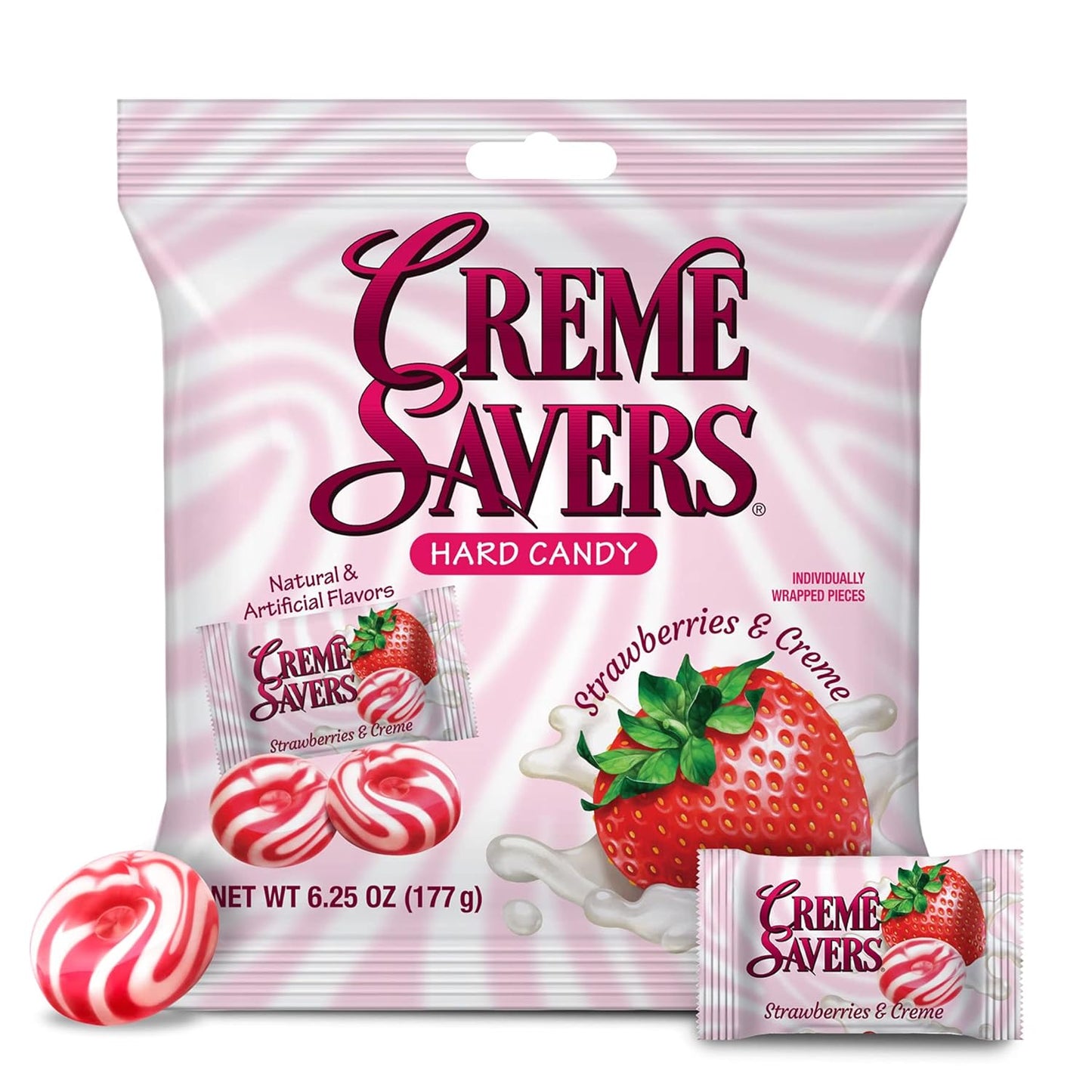 Creme Savers 6.25 oz Hard Candy – Strawberry, Orange, Chocolate-Caramel, Peaches & Raspberries | 1, 3, 12-Pack & 5 Pack Variety