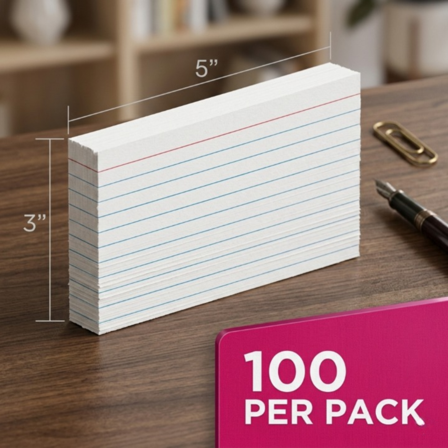 School Supply Boxes | 3x5 White Index Cards (100 ct.) | Available in 5 Pack, 10 Pack, 20 Pack, 50 Pack, & 100 Pack | Lined in Front, Blank in Back