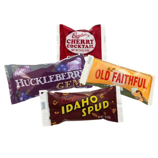 Idaho Candy Company Chocolate Bars – 4 Classic Flavors: Spud, Huckleberry, Old Faithful & Cherry – 1, 4, 6 & 18 Pack