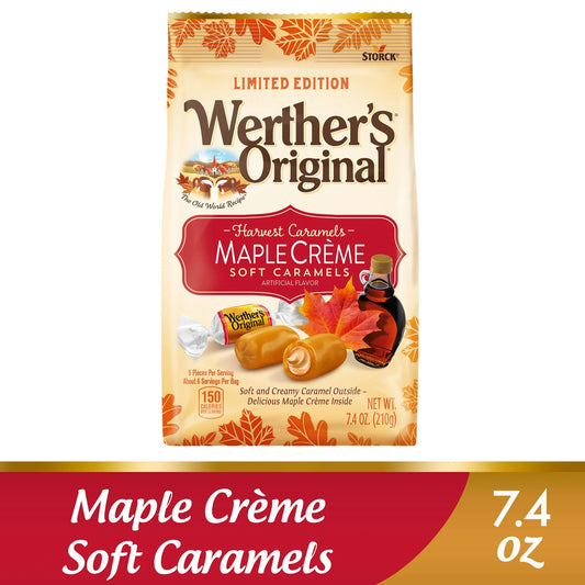 Werther's Original Harvest Caramels Maple Crème – 7.4 oz Bag (Approx. 30 Pieces) – Limited Edition Fall Candy Treats