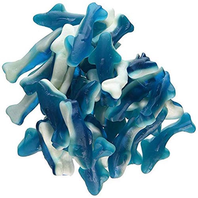 Gummy Sharks Candy – Soft Chewy Shark Gummies with Blue Raspberry Flavor, 1, 2, 3 & 5 lb Bags