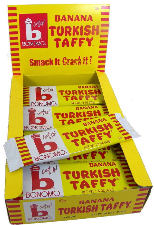 Bonomo Turkish Taffy Bars 1.5 oz – Nostalgic Chewy Candy in Vanilla, Chocolate, Strawberry & Banana, Single, Multi-Pack & 4-Pack Variety