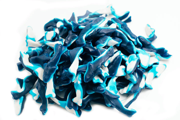 Gummy Sharks Candy – Soft Chewy Shark Gummies with Blue Raspberry Flavor, 1, 2, 3 & 5 lb Bags