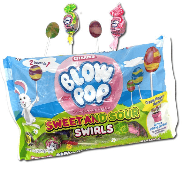 Charms Blow Pop Sweet & Sour Swirls – 11.5 oz Bag (Approx. 21 Pops) – Easter & Everyday Treats