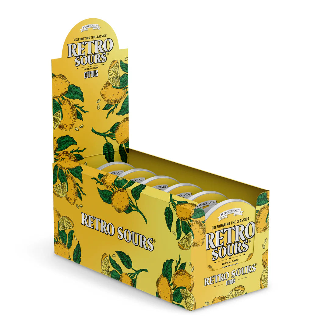 Retro Sours Tin Can – Citrus, Tangerine, Mango - Classic Hard Candy in Bold Fruity Flavors – 1 Pack, 8 Pack, or 3 Flavor Variety Pack