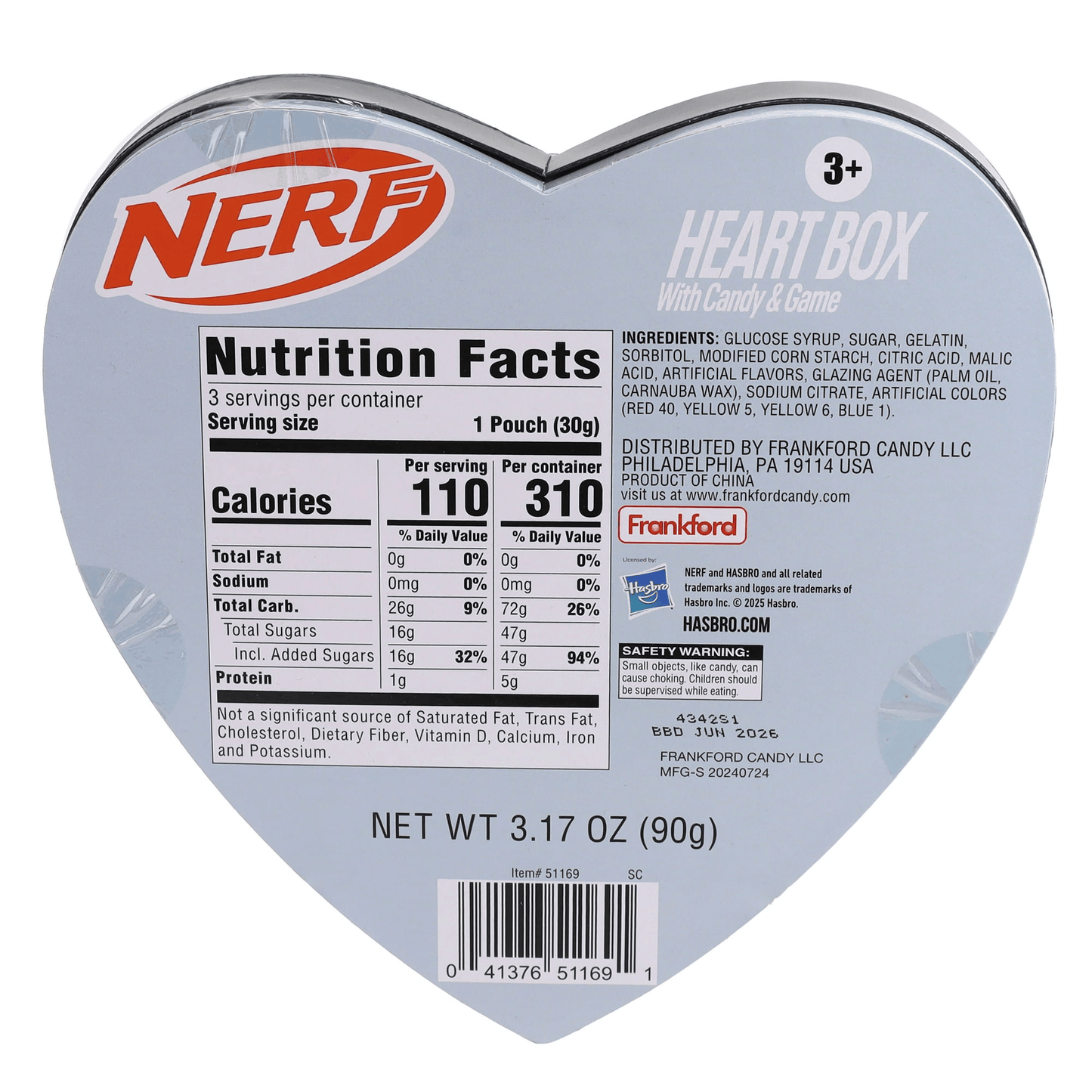 Frankford Nerf Valentine’s Basketball Heart Gummy Candy Box – 3.17 oz with Mini Hoop