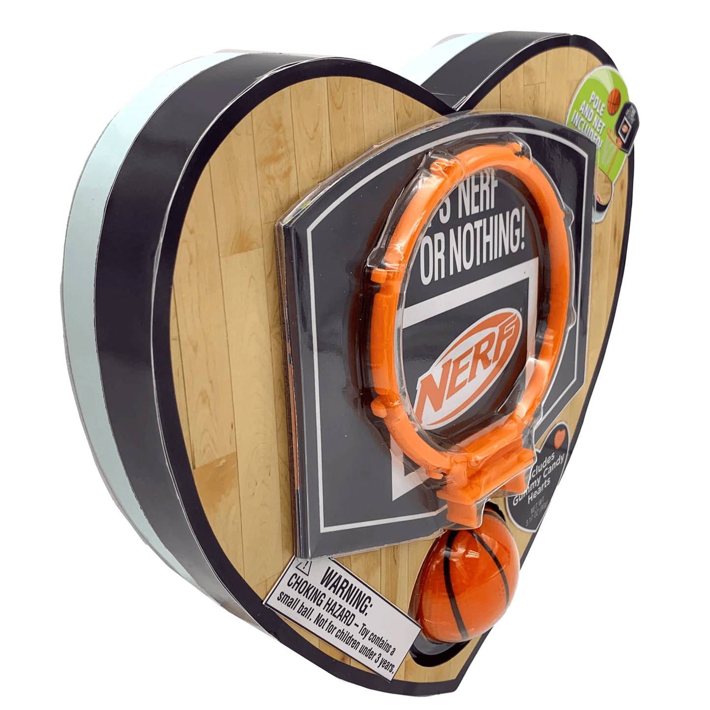 Frankford Nerf Valentine’s Basketball Heart Gummy Candy Box – 3.17 oz with Mini Hoop