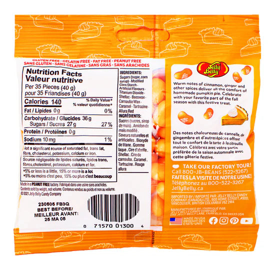 Jelly Belly Pumpkin Pie Jelly Beans (3.5 oz Bag) – Fall & Holiday Candy – Available in 1 Pack, 3 Pack, or 12 Pack
