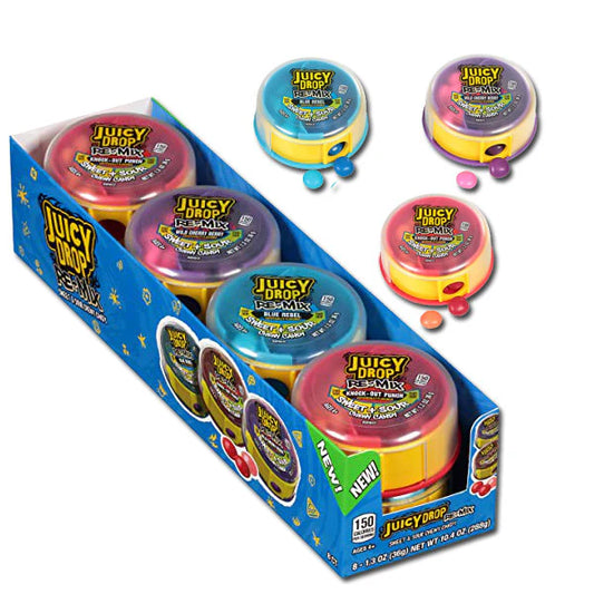 Juicy Drop Re-Mix Candies – 8 Count Box – Assorted Flavors (Knockout Punch, Blue Rebel, Wild Cherry Berry)