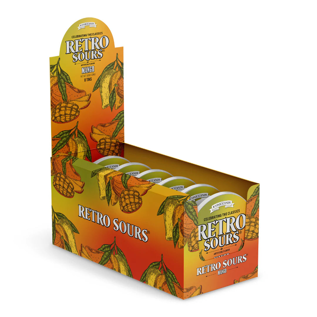 Retro Sours Tin Can – Citrus, Tangerine, Mango - Classic Hard Candy in Bold Fruity Flavors – 1 Pack, 8 Pack, or 3 Flavor Variety Pack