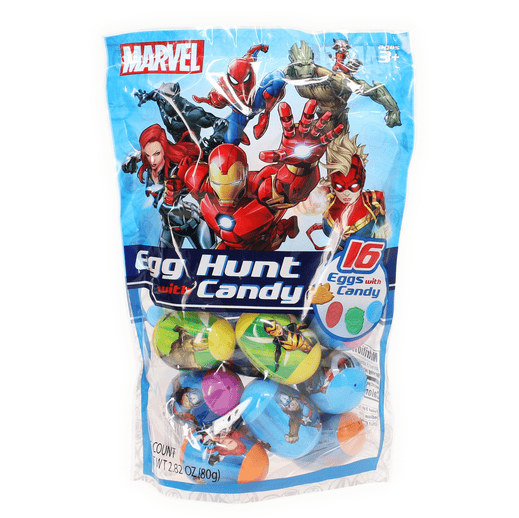 Frankford Marvel Egg Hunt with Candy – 16 Superhero Easter Eggs Prefilled with Assorted Candy (2.82 oz)
