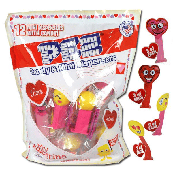 PEZ Mini Valentine’s Day Party Bag 12 pc (3.48 oz) – Fun Heart-Themed Candy Dispensers & Sweet Treats
