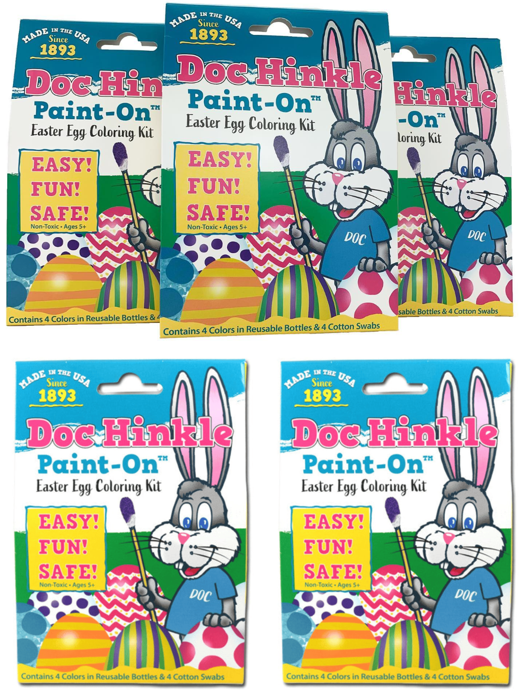 Doc Hinkle Paint-On Easter Egg Coloring Kit – DIY Egg Decorating for Kids & Families | 1, 5, 15 Pack Options