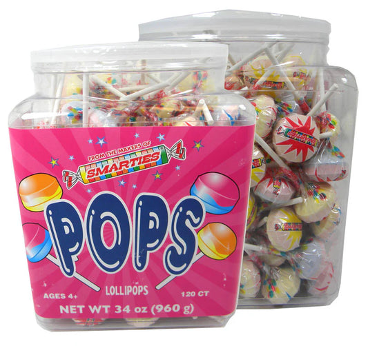 Smarties Pops Lollipops – 120 Count Bulk Pack (Approx. 4.15 Pounds) – Fruity Flavored Individually Wrapped Lollipops