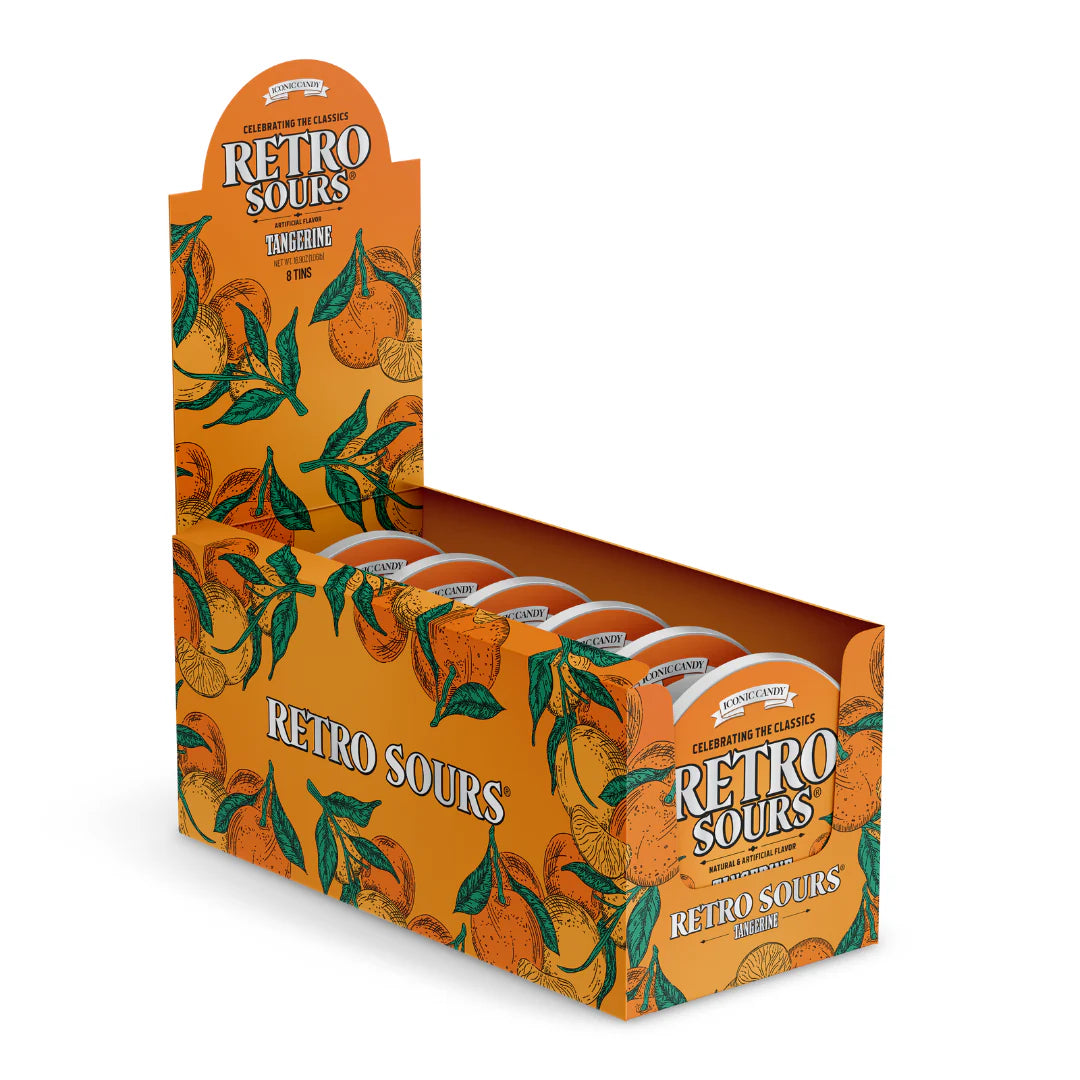 Retro Sours Tin Can – Citrus, Tangerine, Mango - Classic Hard Candy in Bold Fruity Flavors – 1 Pack, 8 Pack, or 3 Flavor Variety Pack